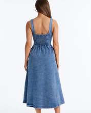 Button Up Denim Midi Dress