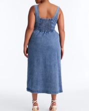 Button Up Denim Midi Dress