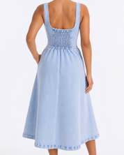 Button Up Denim Midi Dress